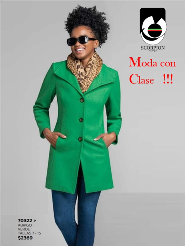 ABRIGO VERDE CON TRES BOTONES AL FRENTE 70322