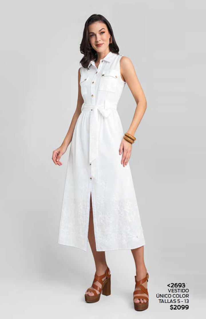 VESTIDO CAMISERO SIN MANGAS 2693
