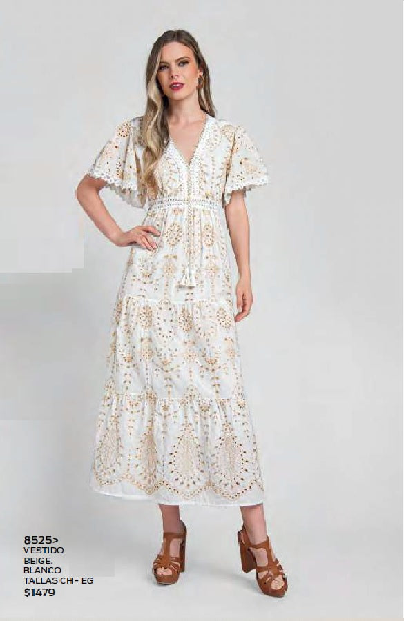 VESTIDO DE TIRA BORDADA 8525