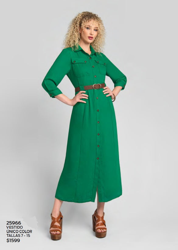 VESTIDO LARGO VERDE 25966
