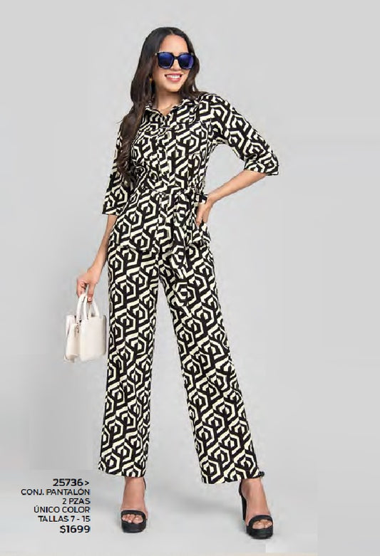 CONJUNTO DE PANTALÓN Y BLUSA 025736