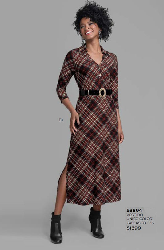 VESTIDO LARGO CON CINTURÓN 53894