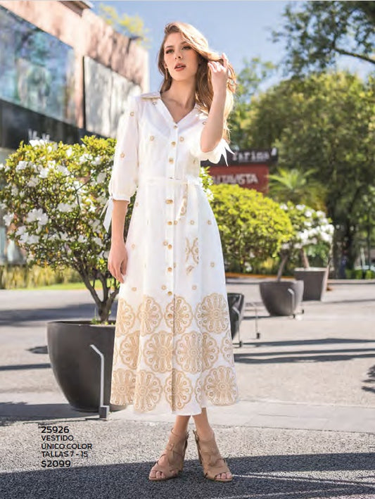 VESTIDO LARGO MANGA 3/4 25926