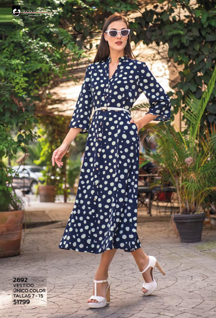 VESTIDO LARGO CUELLO CAMISERO 2692