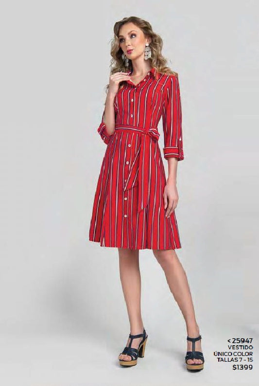 VESTIDO ESTAMPADO A RAYAS 025947